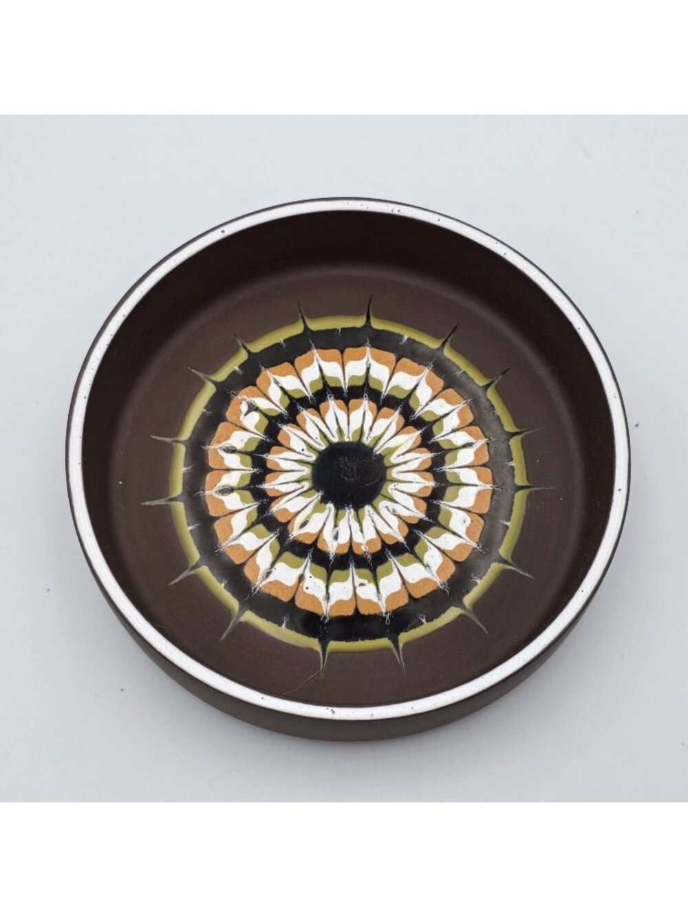 Hornsea Muramic Vitramic Decorative Bowl Geometric Gold & Orange Design 5"